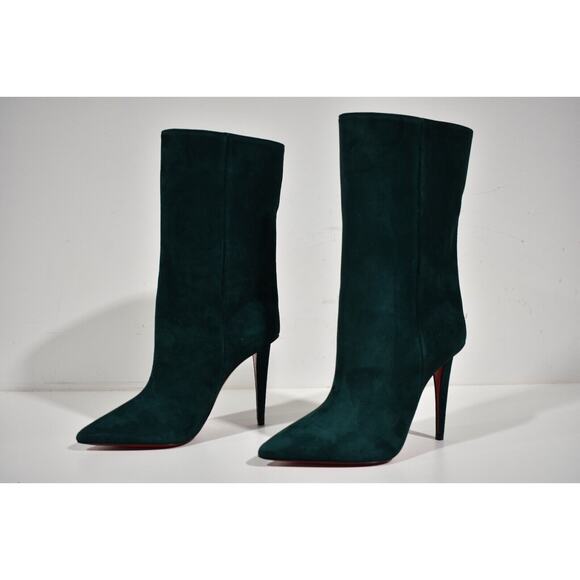 Christian Louboutin Astrilarge Booty 100 Vosges Green Suede Mid Heel Boot 36.5 - Picture 10 of 12